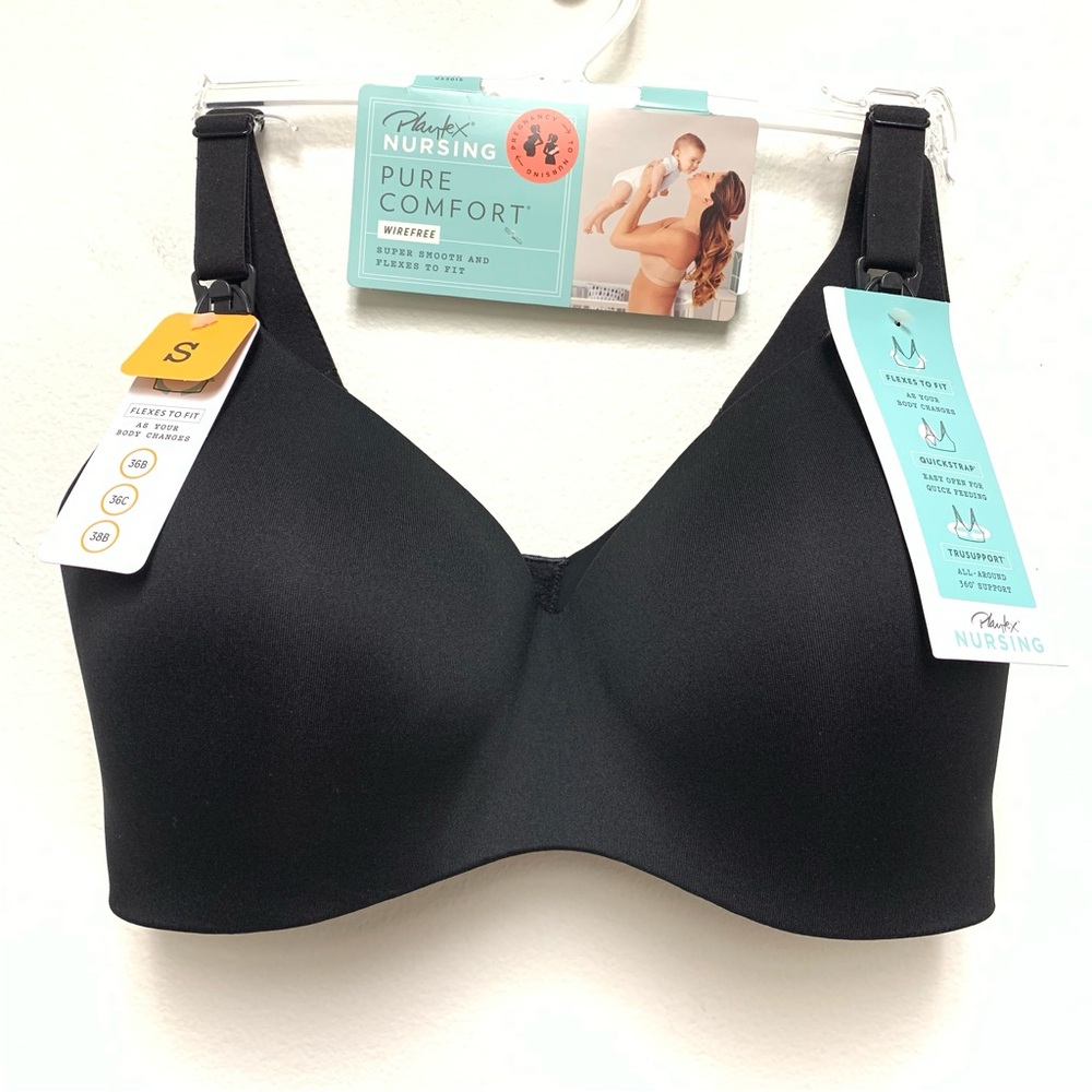 Playtex Flex Fit Wirefree Maternity/Nursing Bra Size Small NWT 36B 36C 38B Black